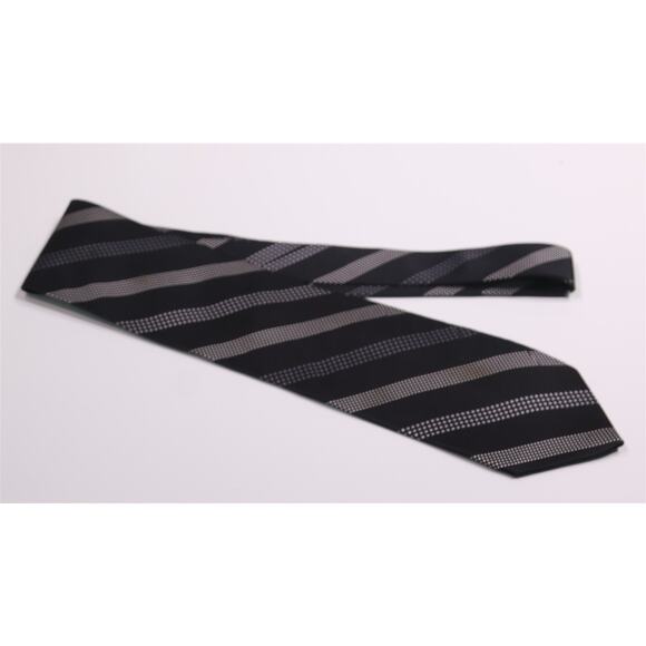Vitaliano Pancaldi Italy Black Gray Striped Silk Handmade Necktie Italy - Picture 2 of 7